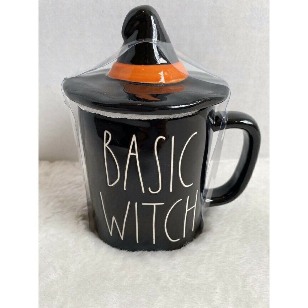 Rae Dunn BASIC WITCH Black Topper Hat Mug Orange‎